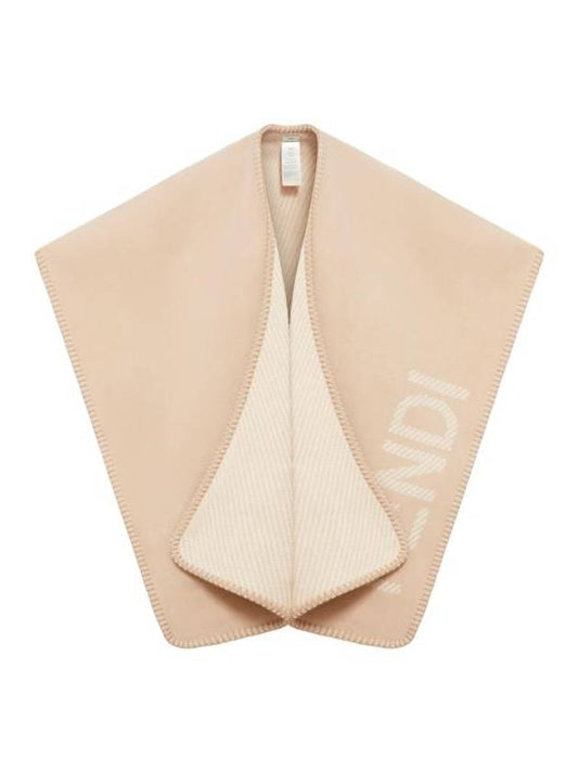 Fendi Logo Wool Cashmere Cape Beige