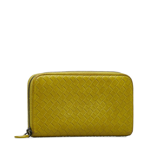 Bottega Veneta  Intrecciato Long Wallet in Leather Yellow Ladies