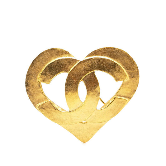 Chanel Vintage Heart Motif Brooch Gold