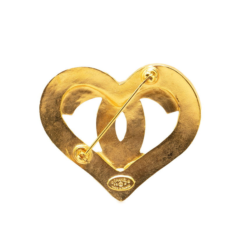 Chanel Vintage Heart Motif Brooch Gold