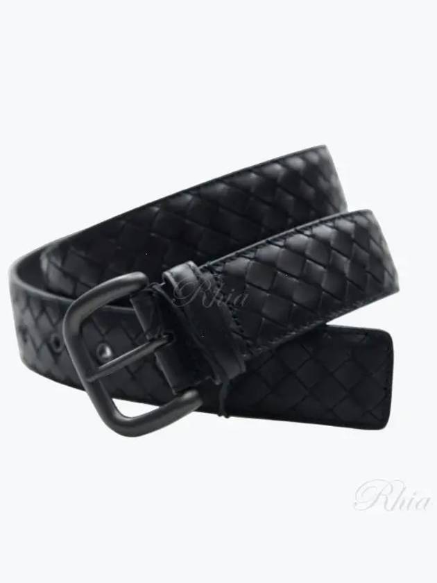 Bottega Veneta Intrecciato Leather Belt Black