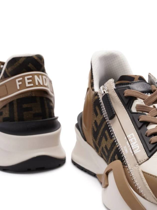 Fendi Flow FF Jacquard Leather Running Low Top Sneakers Brown