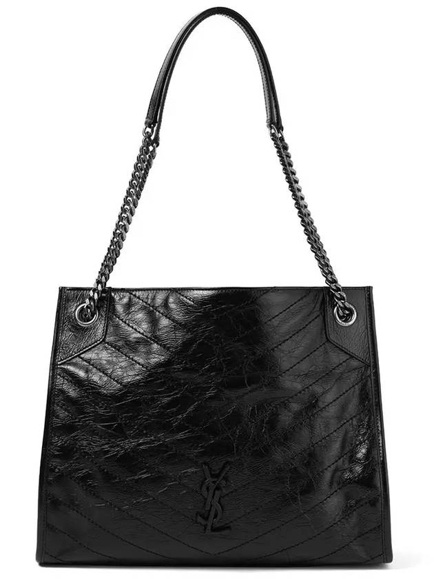 Saint Laurent Niki Vintage Leather Shopping Tote Bag Black