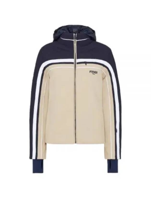 Fendi Ski High Neck Hooded Jacket Beige