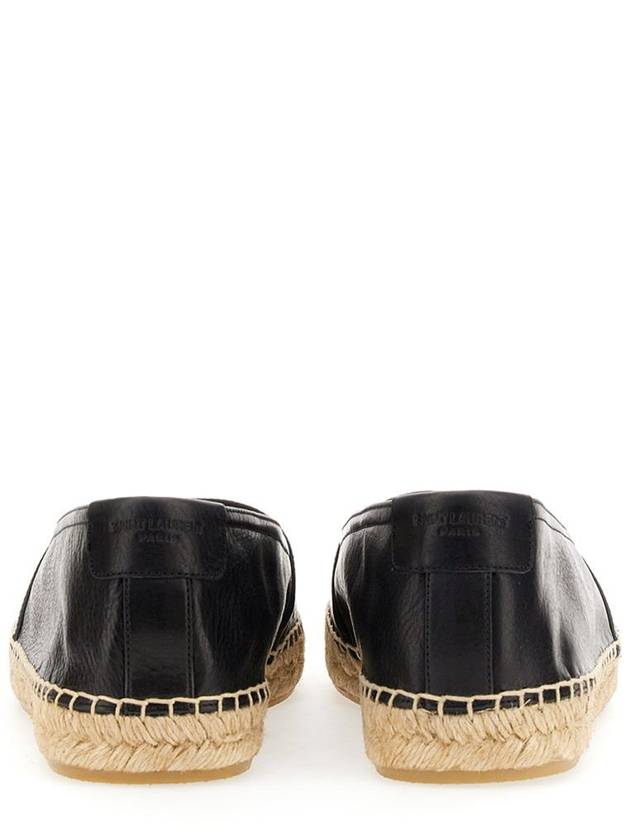 Saint Laurent Monogram Leather Espadrilles Black