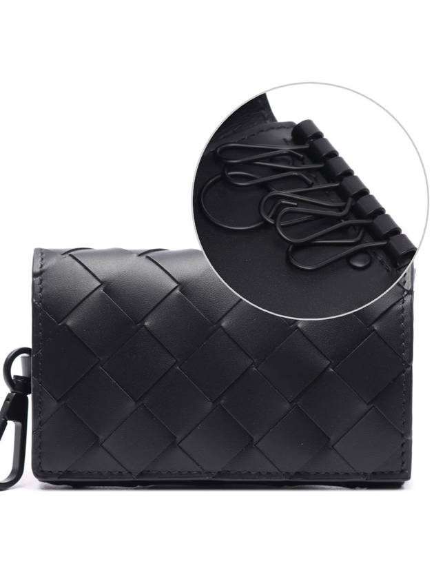 Bottega Veneta Intrecciato Key Holder Black