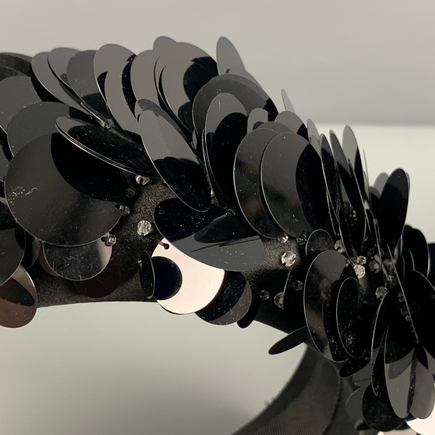PRADA Black Silk Sequined Headband