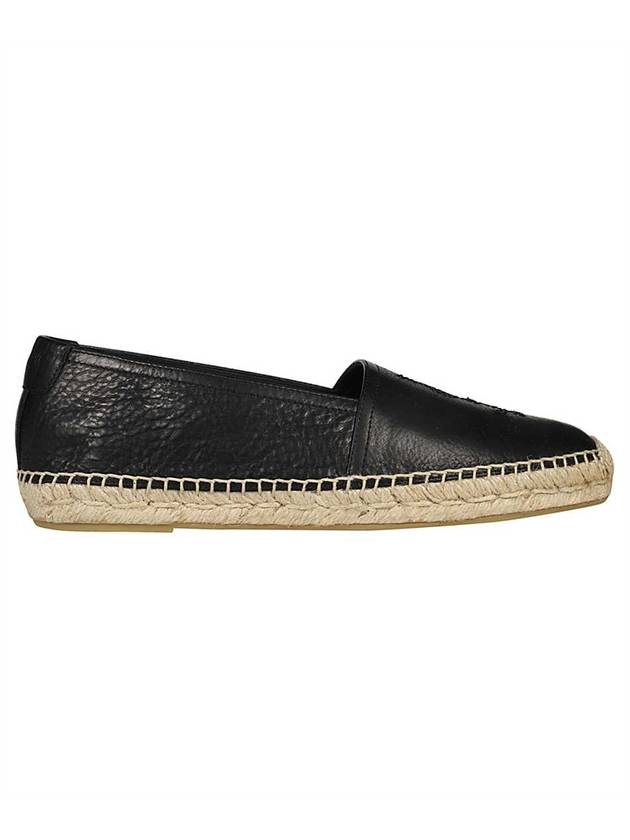 Saint Laurent Monogram Leather Espadrilles Black