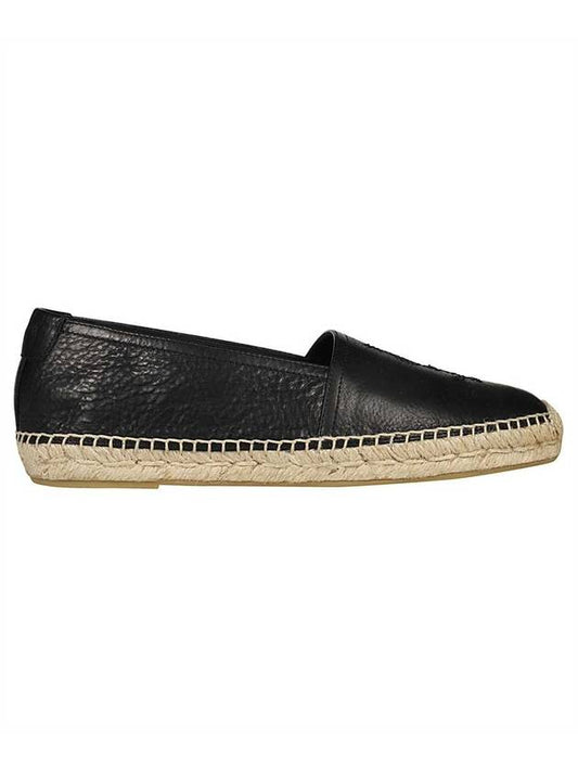 Saint Laurent Monogram Leather Espadrilles Black