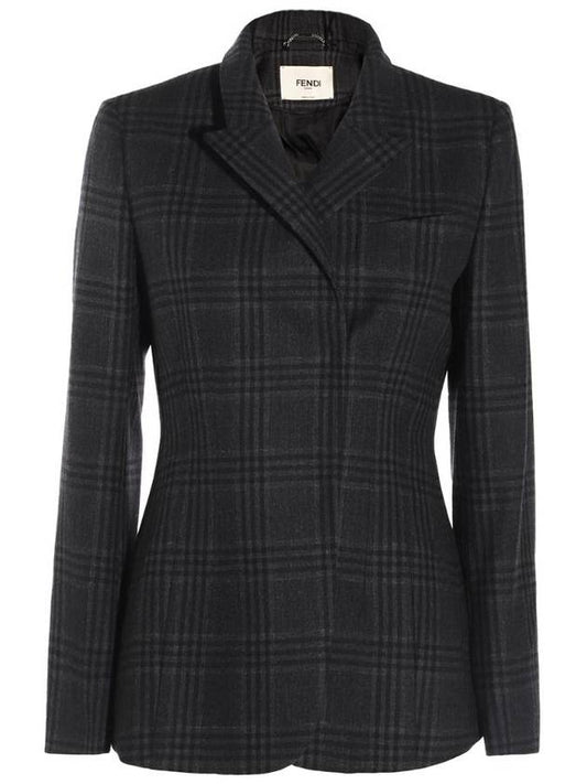 Fendi Check Wool Jacket Black