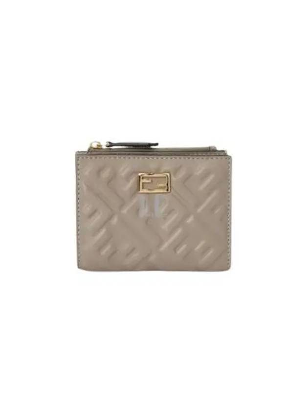 Fendi Slim Baguette FF Motif Nappa Leather Half Wallet Dove Grey