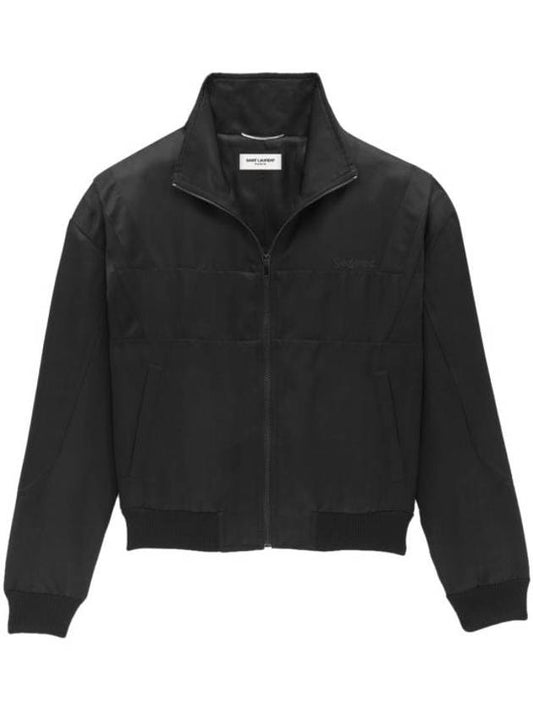 Saint Laurent Satin Teddy Zip-Up Jacket Black