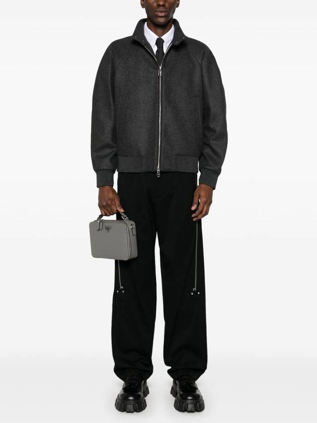 Fendi High Neck Cashmere Bomber Jacket Grey