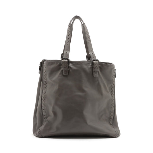 Bottega Veneta  Intrecciato Leather Tote Bag Gr ay