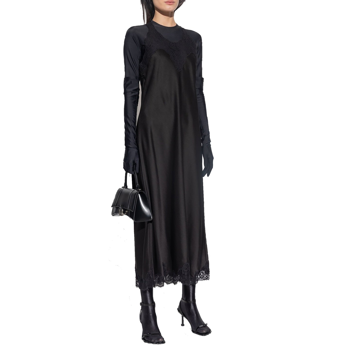 Balenciaga Satin Strappy Midi Dress Women