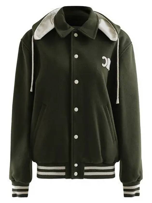 CELINE Double Face Cashmere Hooded Jacket Green