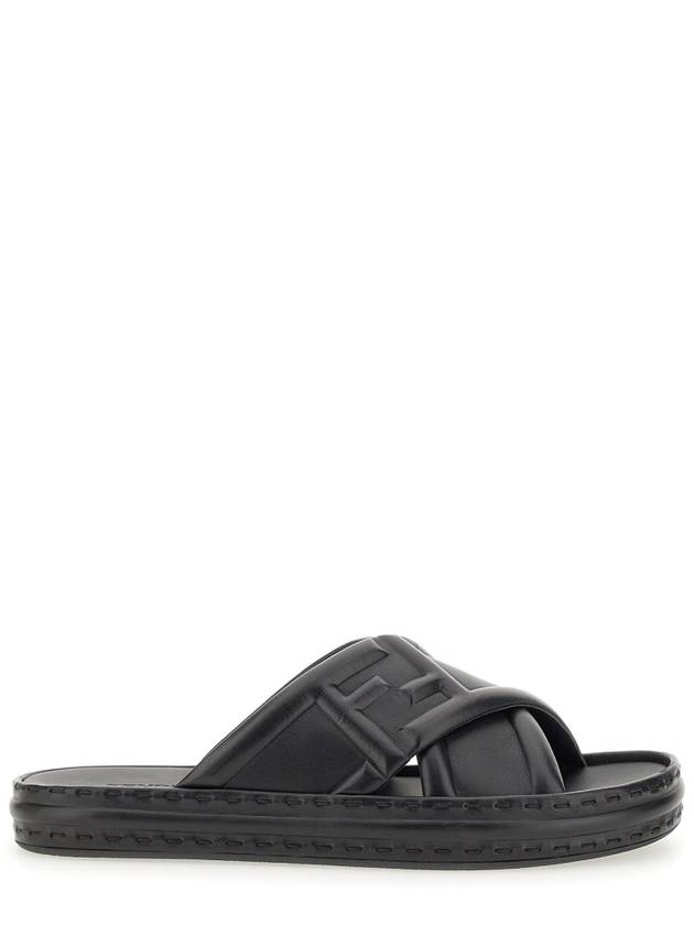 Fendi FF Logo Cross Slippers Black