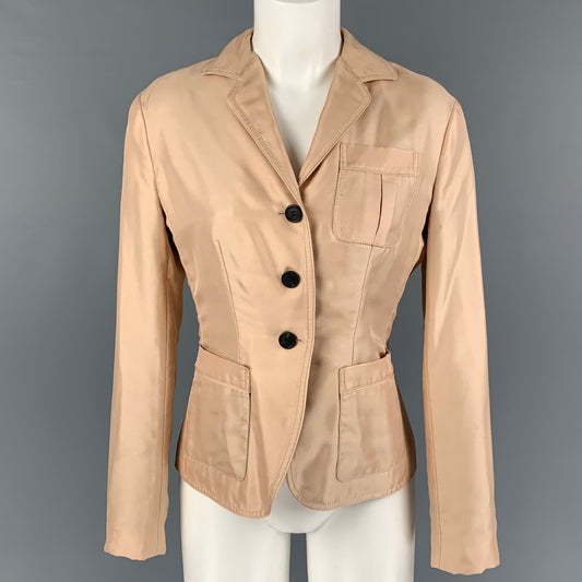 PRADA Size 4 Blush Silk Single Breasted Jacket