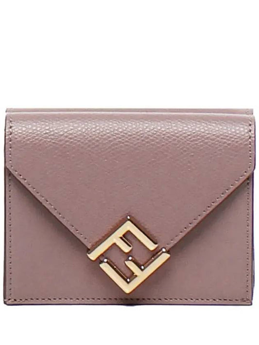 Fendi FF Diamond Calf Leather Half Wallet Pink