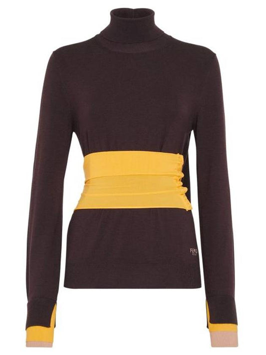Fendi Wool Turtleneck Dark Purple
