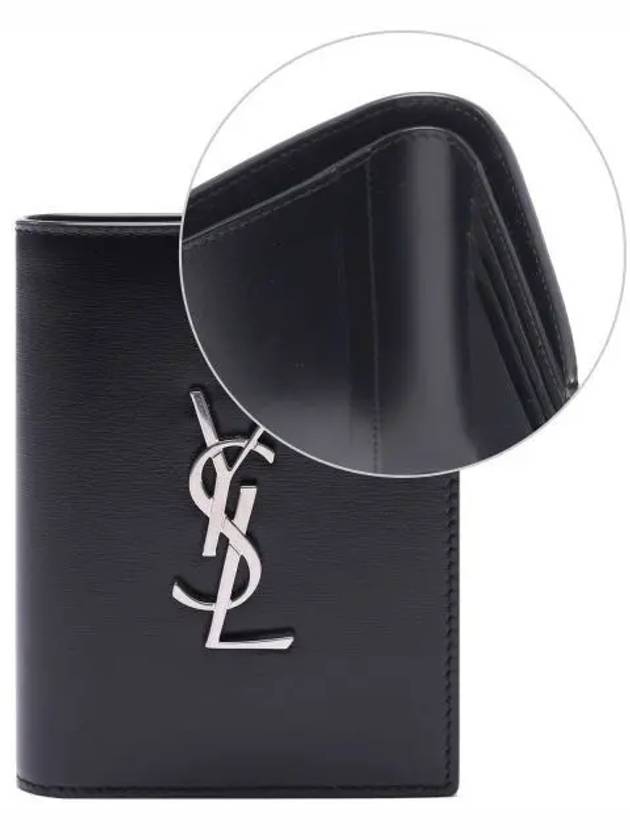 Saint Laurent Men's Silver Monogram Fold Half Wallet Black