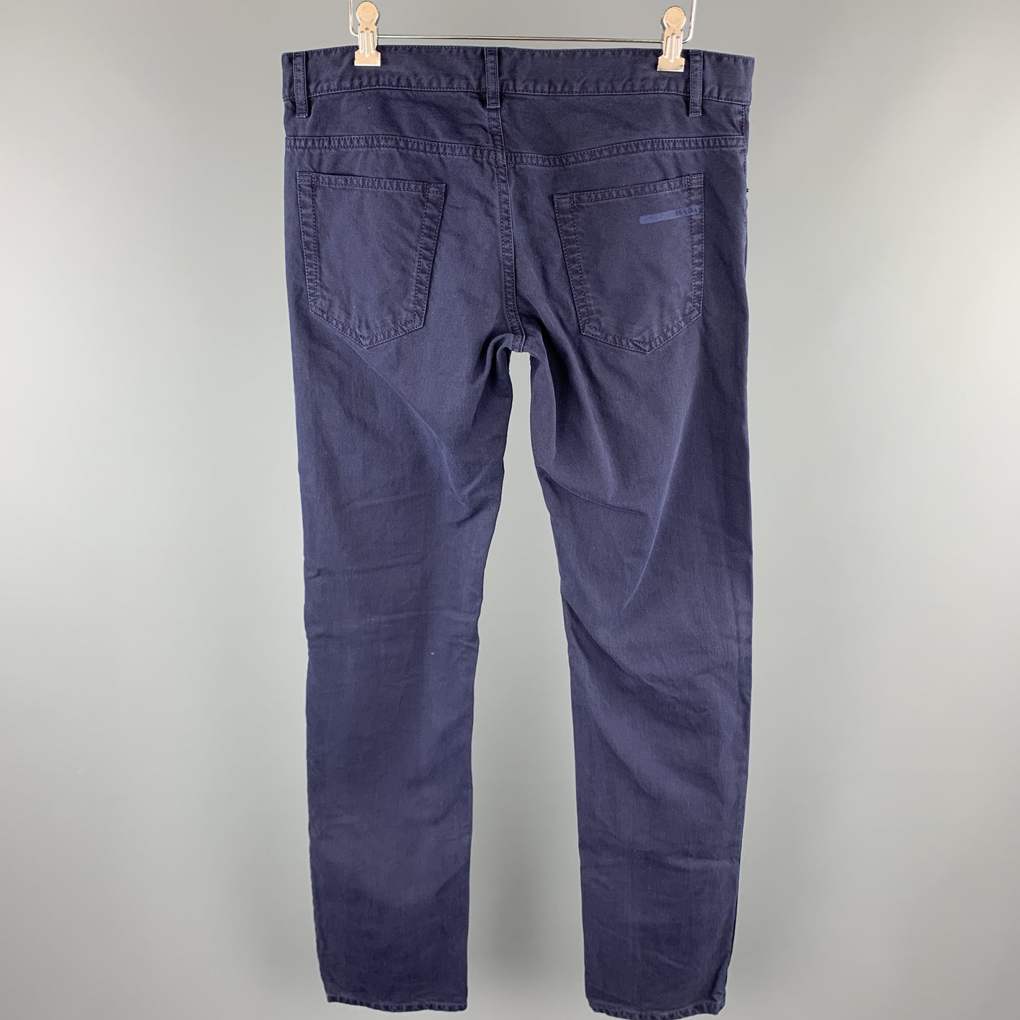 PRADA Size 33 Navy Solid Cotton Jean Cut Casual Pants
