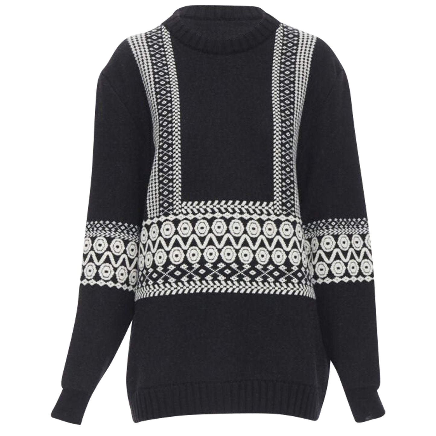 Chloe wool intarsia woven long sleeve sweater