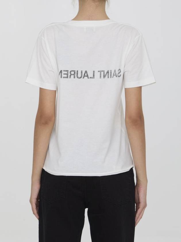 Saint Laurent Reverse Short Sleeve T-Shirt Nature Et Noir