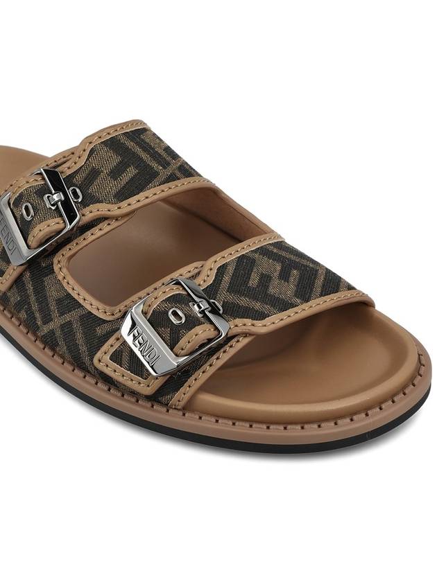Fendi Men's Peel Jacquard Fabric Sandals Brown
