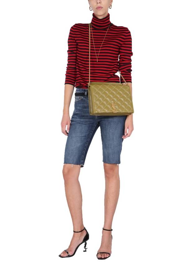 Saint Laurent Women's Knee Length Denim Cotton Shorts Blue