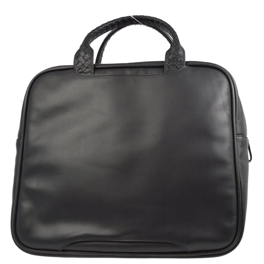 Bottega Veneta  Black Intrecciato Travel Handbag