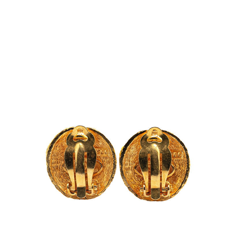 Chanel Coco Mark Round Clip Earrings Gold