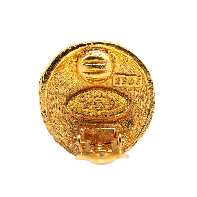 Chanel Coco Mark Round Clip Earrings Gold