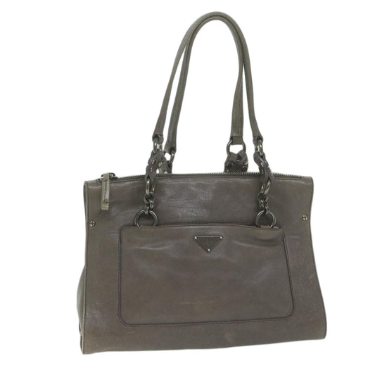 PRADA Shoulder Bag Leather Gray  ep3136