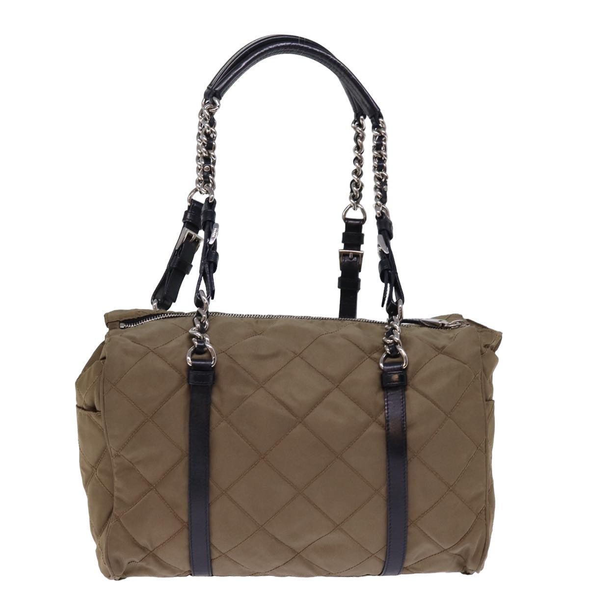 PRADA Chain Shoulder Bag Nylon Brown  ep4518