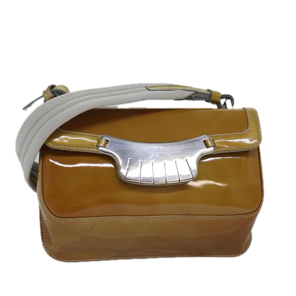 PRADA Shoulder Bag Patent leather Yellow  ep4553