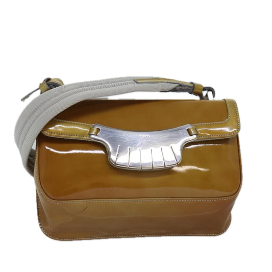 PRADA Shoulder Bag Patent leather Yellow  ep4553