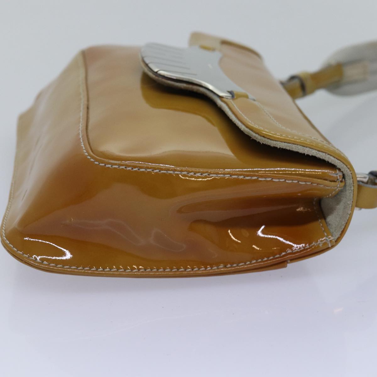 PRADA Shoulder Bag Patent leather Yellow  ep4553