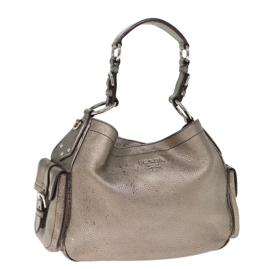 PRADA Shoulder Bag Leather Silver  ep4586