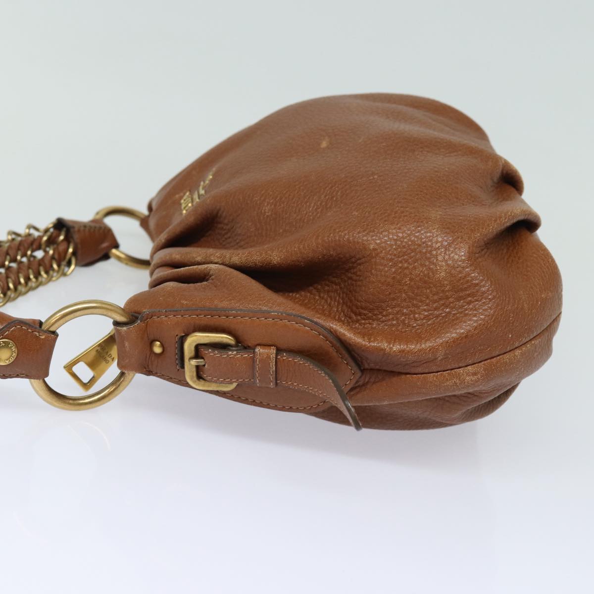 PRADA Chain Shoulder Bag Leather Brown  ep4693