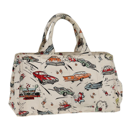 PRADA Canapa GM Hand Bag Canvas White  ep4697