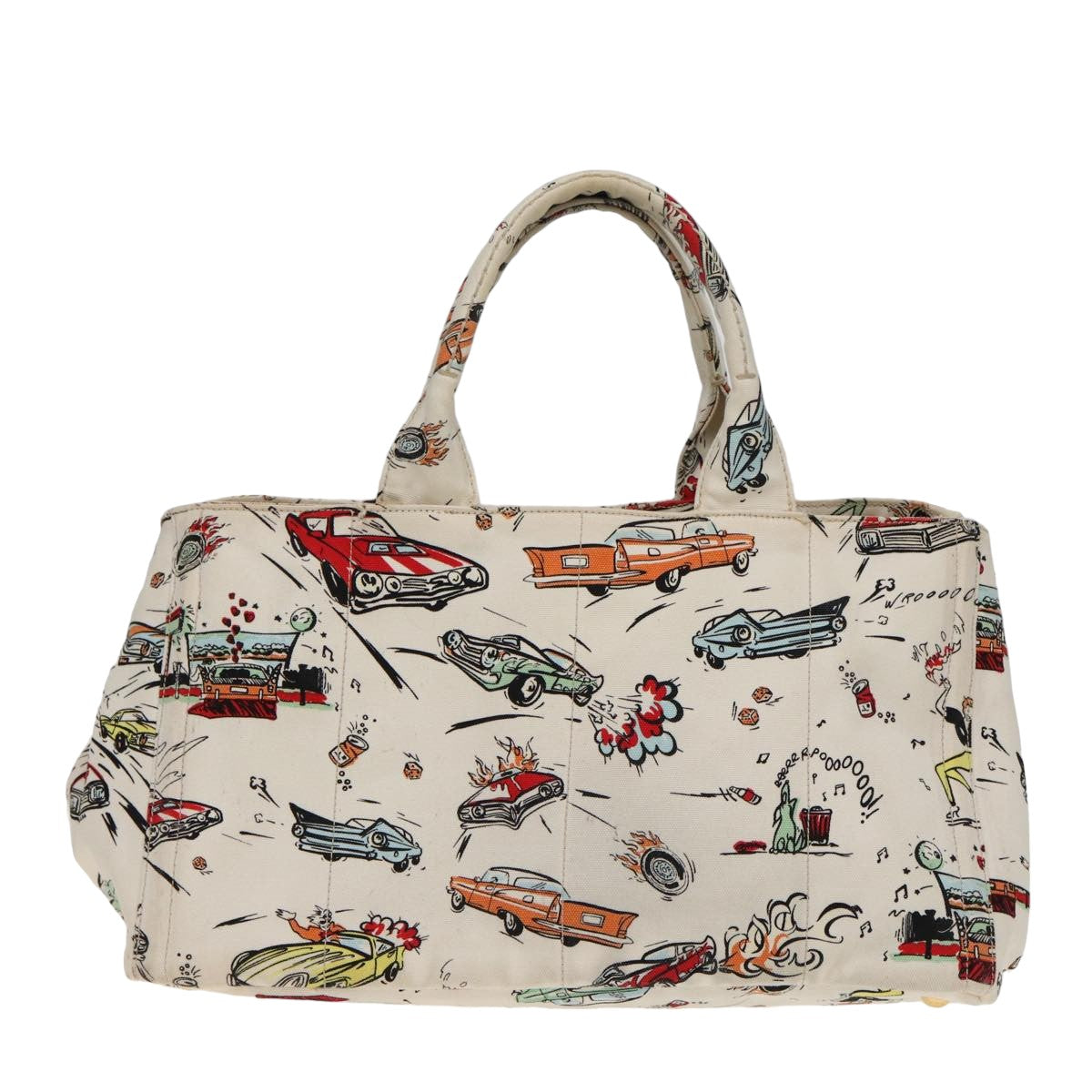 PRADA Canapa GM Hand Bag Canvas White  ep4697