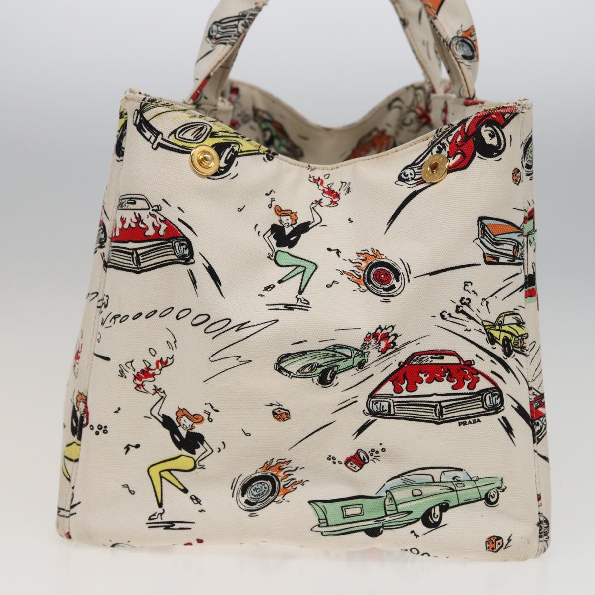 PRADA Canapa GM Hand Bag Canvas White  ep4697