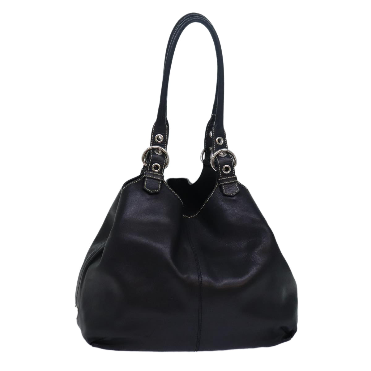 PRADA Shoulder Bag Leather Black  ep4709