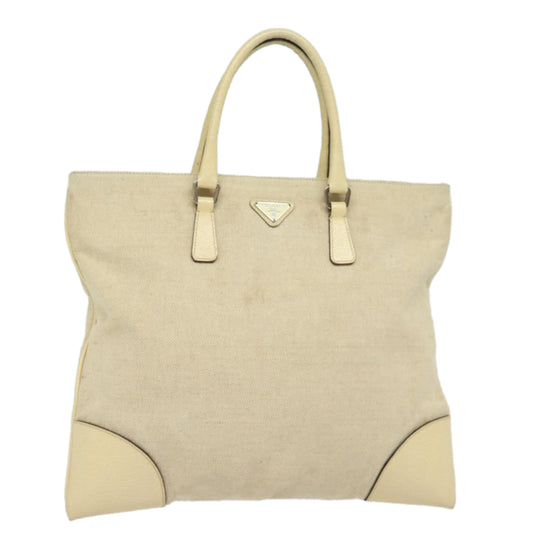 PRADA Hand Bag Canvas Beige  ep4722