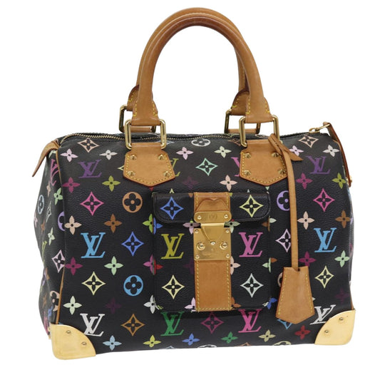 LOUIS VUITTON Monogram Multicolor Speedy 30 Hand Bag Black M92642 LV ep4868
