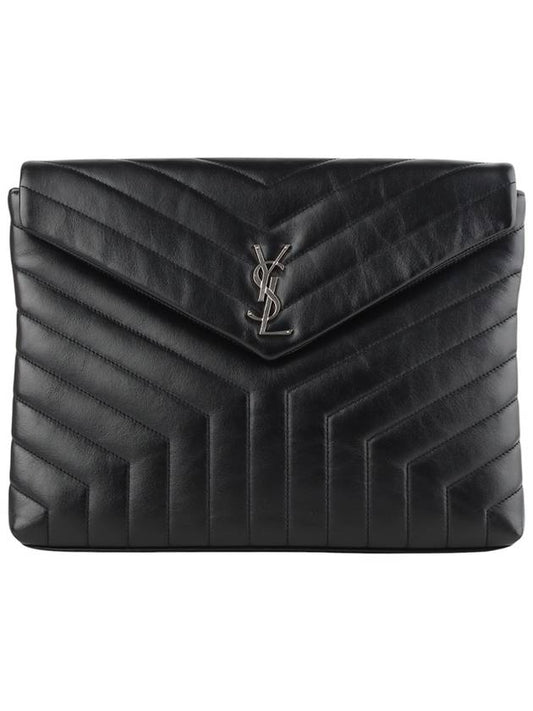 Saint Laurent 483236 Matelasse flap Lulu clutch silver 33972Y