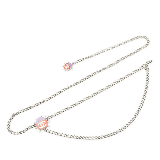 Chanel Ladybug Coco Mark Chain Belt Silver Metal