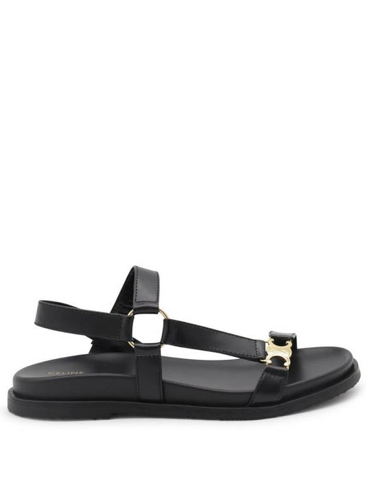 CELINE Maud Calfskin Triomphe Sandals Black