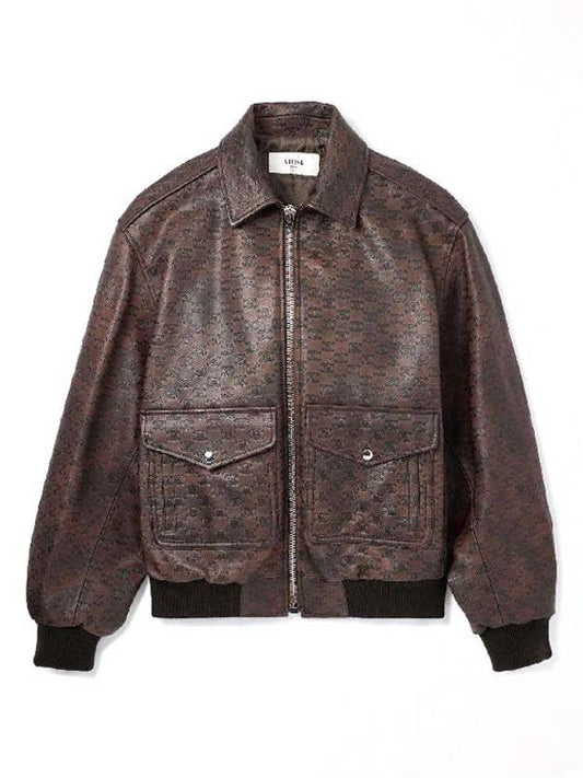 CELINE Aviator Blouson Jacket Dark Brown